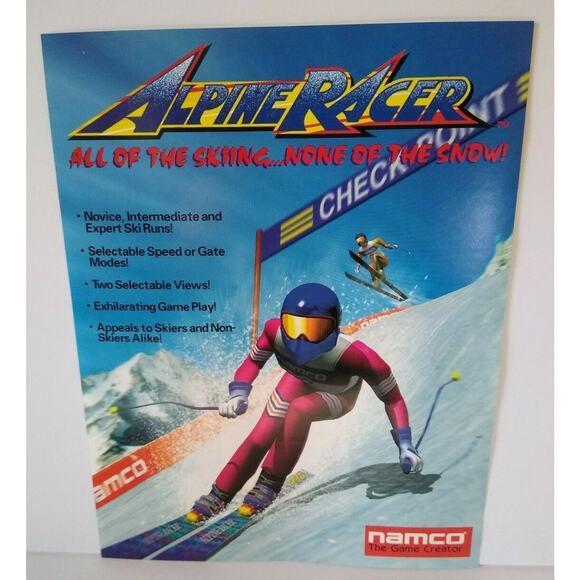 Alpine Racer Arcade FLYER Original 1995 NOS Video Game Skiing Sport Vintage Reto - Picture 1 of 5